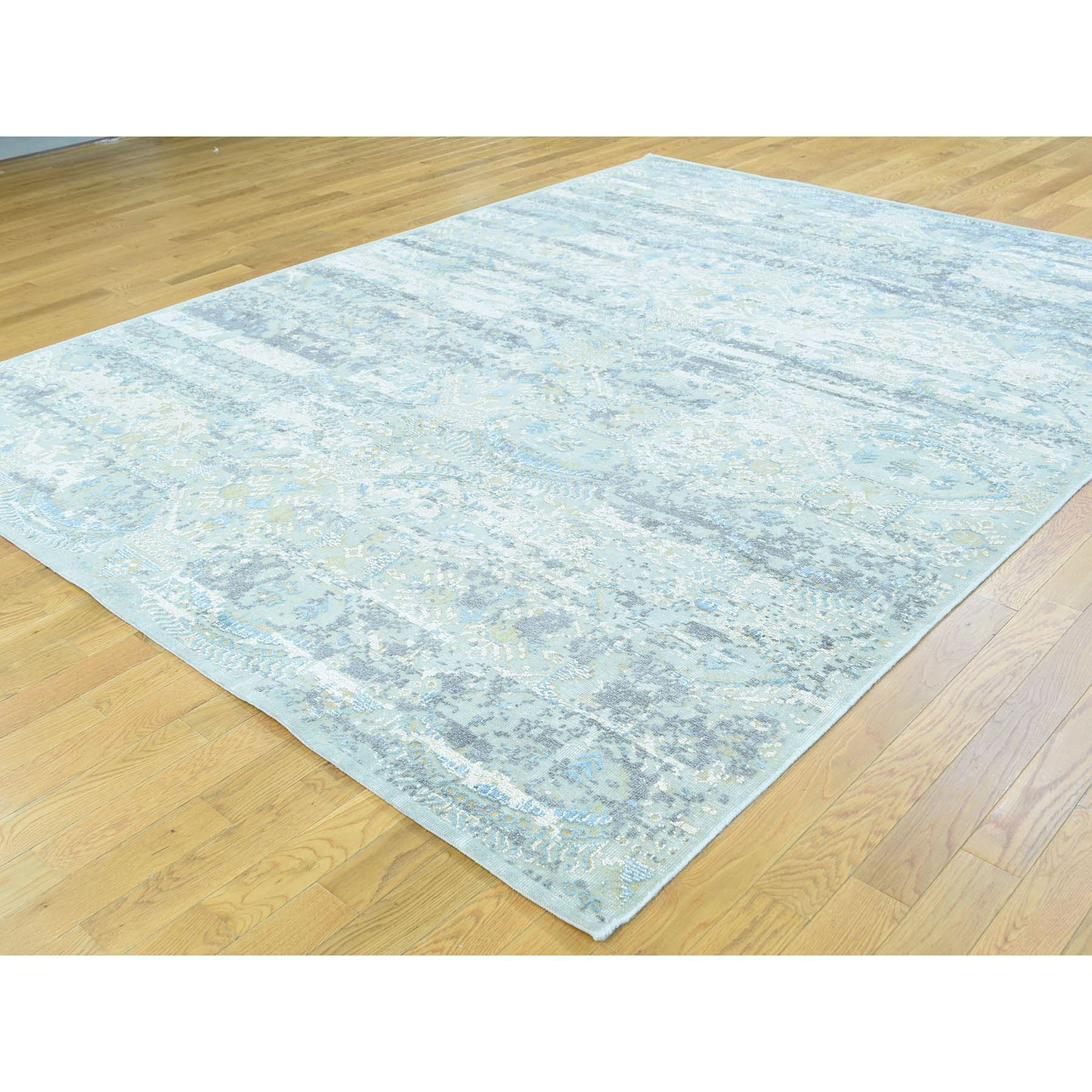 7'8"x10'1" Textured Wool With Silk High And Low Pile Modern Rug